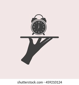 Serve Clock web icon. Isolated illustration