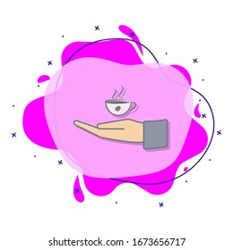 Serve cup of coffee colored liquid bacdge icon. Simple color vector of coffee icons for ui and ux, website or mobile application