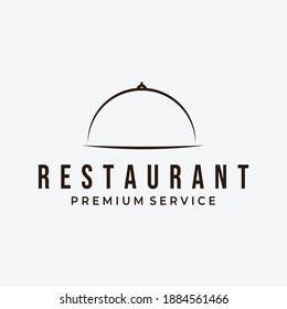 Serve Hood Restaurant Logo Vector Design Illustration Line Art, Bistro Logo, Linear Cafe