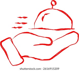 serve icon in doodle style. red line scribble icon