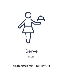 serve icon from people outline collection. Thin line serve icon isolated on white background.