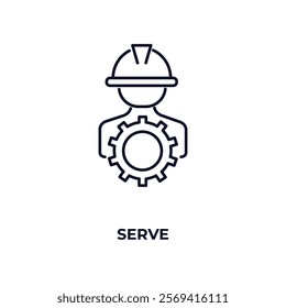serve outline icon. Linear vector from people concept. Thin line serve icon isolated on white background