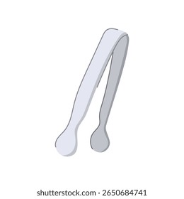 serve sugar cube tongs cartoon. grip stainless, steel vintage, antique elegant serve sugar cube tongs sign. isolated symbol vector illustration