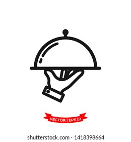 serve vector icon, restaurant icon, dish icon, food of tray vector icon 