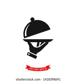 serve vector icon, restaurant icon, dish icon, food of tray vector icon 