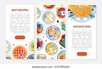 Served Dish and Food Vertical Web Banner Vector Template