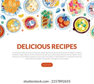 Served Dish and Food Web Banner Vector Template