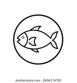 Served fish on a plate icon isolated on white background. Vector illustration