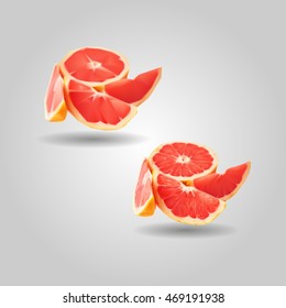 Served fresh grapefruit composition low and high resolution triangle mesh realistic vector eps10