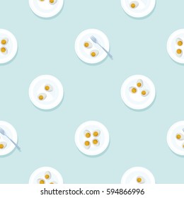 Served hard boiled eggs - vector background