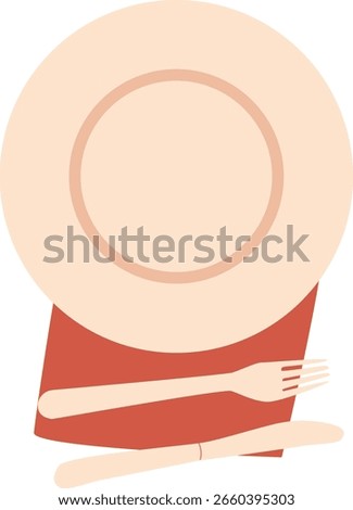 Served plate with cutlery vector illustration