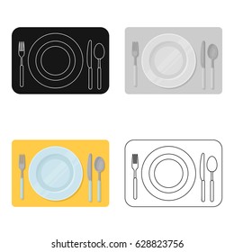 Served table icon in cartoon style isolated on white background. Rest and travel symbol stock vector illustration.