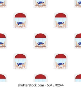 Served table near cafe icon in cartoon style isolated on white background. France country symbol stock vector illustration.