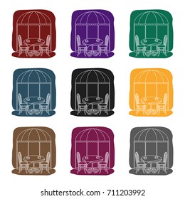 Served table near cafe icon in black style isolated on white background. France country symbol stock vector illustration.