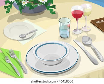 Served table in restaurant