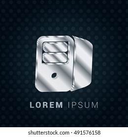 Server 3D silver/platinum metallic chromium precious Icon / Logo Design