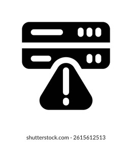 server alert glyph icon. Strong and solid vector icon for websites, mobile interfaces, presentations, and visual branding. High quality and easy to edit.