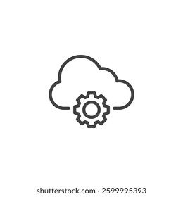 Server Automation line icon. linear style sign for mobile concept and web design. Gear and cloud outline vector icon. Automating cloud server management symbol, logo illustration. Vector graphics