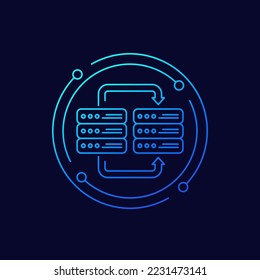 server backup, copy data icon, linear design