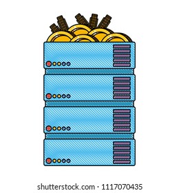 server with bitcoins commerce technology icon