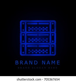 Server blue chromium metallic logo