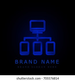 Server blue chromium metallic logo