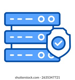 Ícone de cor azul do servidor. Design de ícone de vetor simples em estilo de cor azul. Formato de vetor editável