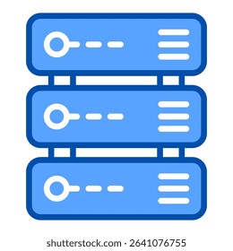 Server blue color icon. Simple vector icon design in blue color style. Editable vector format