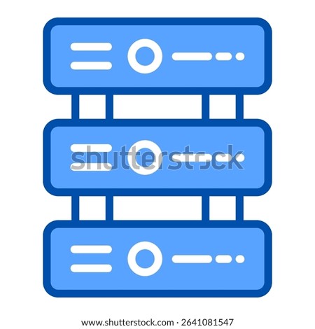 Server blue color icon. Simple vector icon design in blue color style. Editable vector format