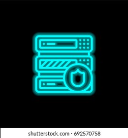 Server blue glowing neon ui ux icon. Glowing sign logo vector