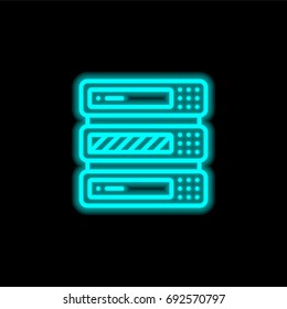 Server blue glowing neon ui ux icon. Glowing sign logo vector