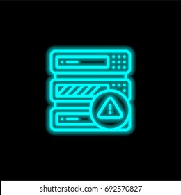 Server blue glowing neon ui ux icon. Glowing sign logo vector
