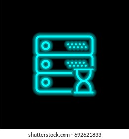 Server blue glowing neon ui ux icon. Glowing sign logo vector
