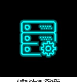 Server blue glowing neon ui ux icon. Glowing sign logo vector