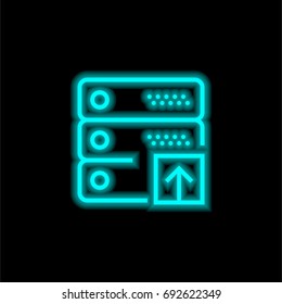 Server blue glowing neon ui ux icon. Glowing sign logo vector