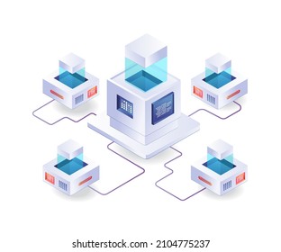 Server branch in isometric illustration