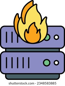  server burning color icon design style

