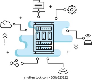 Server Cabinet Vector Icon Design, Cloud computing and Web hosting services Symbol, Supercomputers Sign, MainFrame PC or Gaming Chasis stock illustration, Super Computer Concept, 