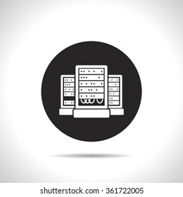 server cabinets vector icon. Super computer web UI symbol. Big data calculations illustration