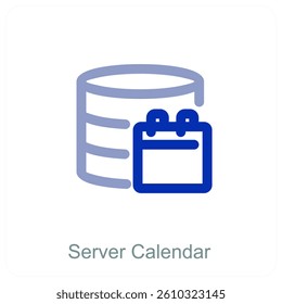 Server Calendar and technology icon concept