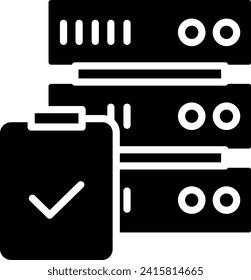Server Checklist solid and glyph vector illustration