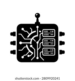 Server Chip Silhouette Vector Icon