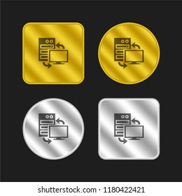 Server Client Exchange gold and silver metallic coin logo icon design
