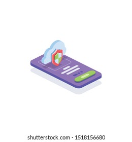 Server cloud data security. Vector 3d isometric, color web icons set, new flat style. Creative illustration design, idea for infographics.