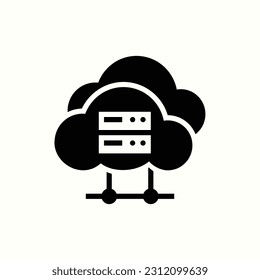 icono de estilo de glifo en la nube del servidor, icono aislado en fondo claro, perfecto para sitio web, blog, logo, diseño gráfico, medios sociales, interfaz de usuario, aplicación móvil