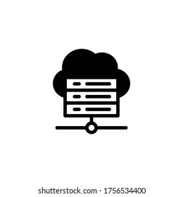Server Cloud Icon in black flat glyph, filled style isolated on white background