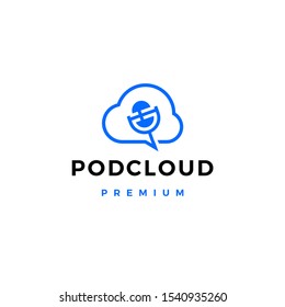 server cloud podcast logo vector icon illustration	