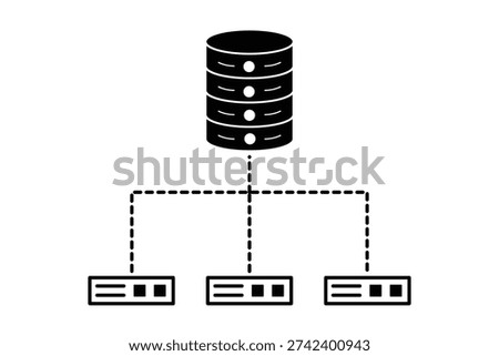 Server cluster with master and replica servers vector illustration. 