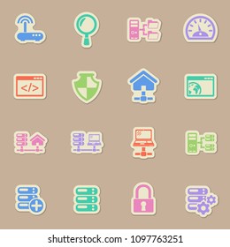 server color vector icons on paper stickers