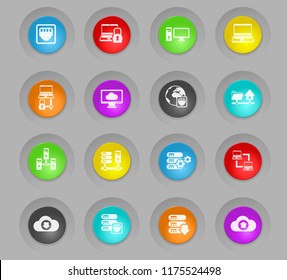 server colored plastic round buttons vector icons for web and user interface design
